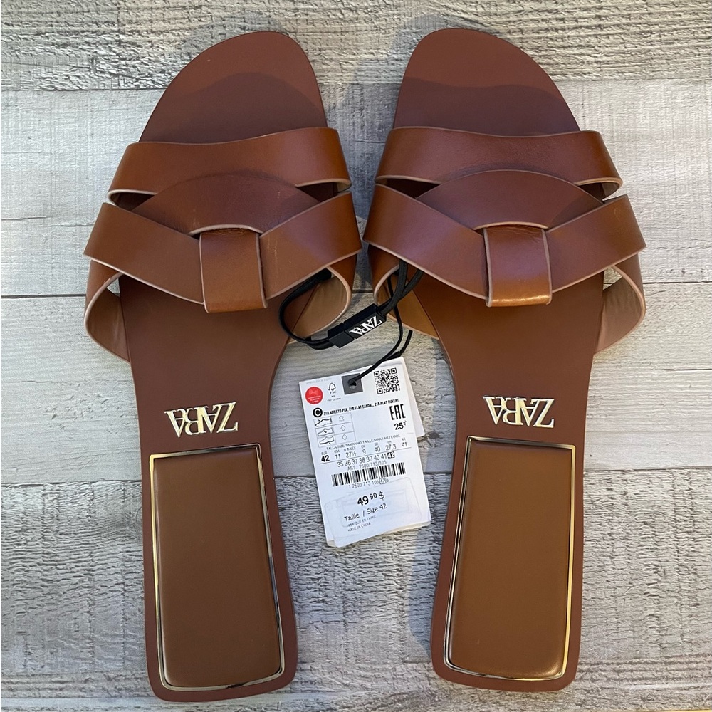 Zara brown flats. New with tags.